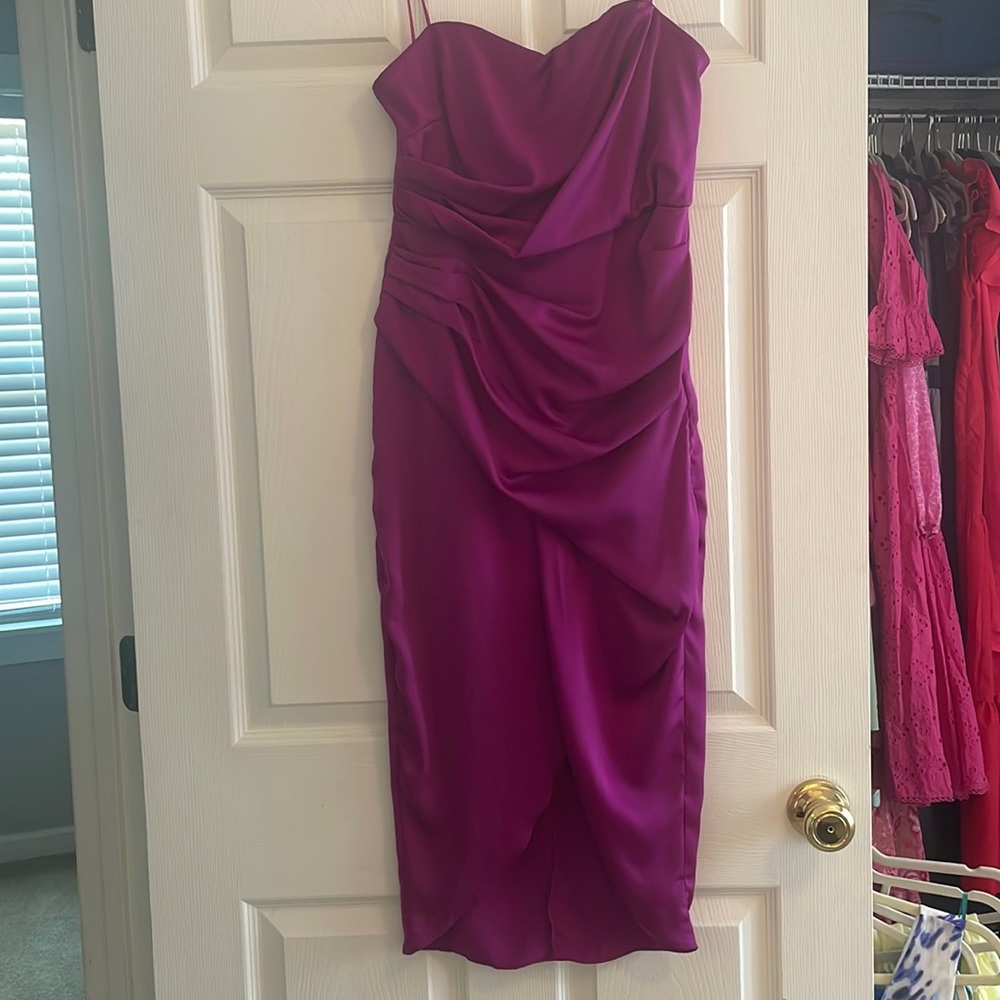 DO+BE Fuchsia Strapless Midi Dress